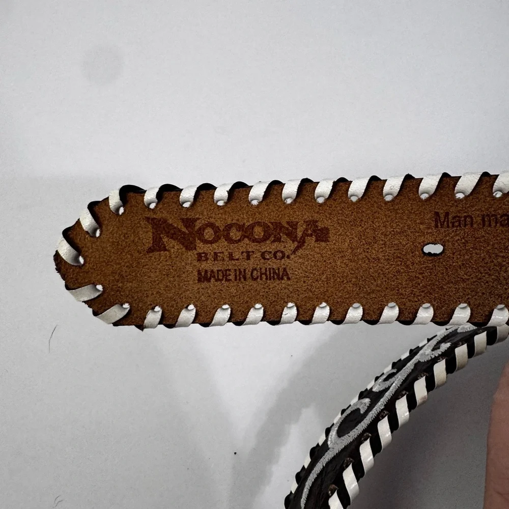 Nocona Brown and Silver Women's Belt with Crystal Buckle large like new